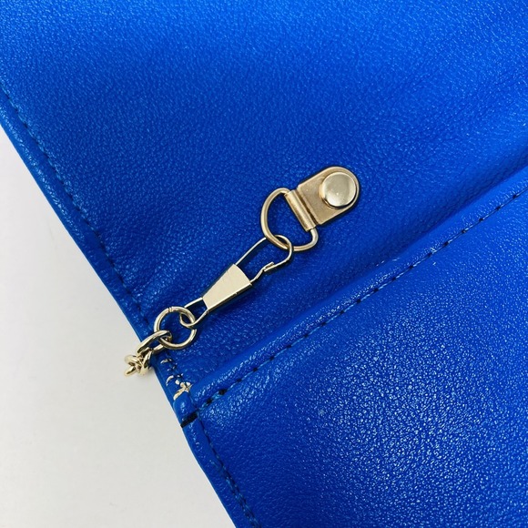 MMS Studio Women's Blue Shoulder Bag Clutch Crossbody‎ Messenger Gold Chain - Picture 8 of 8